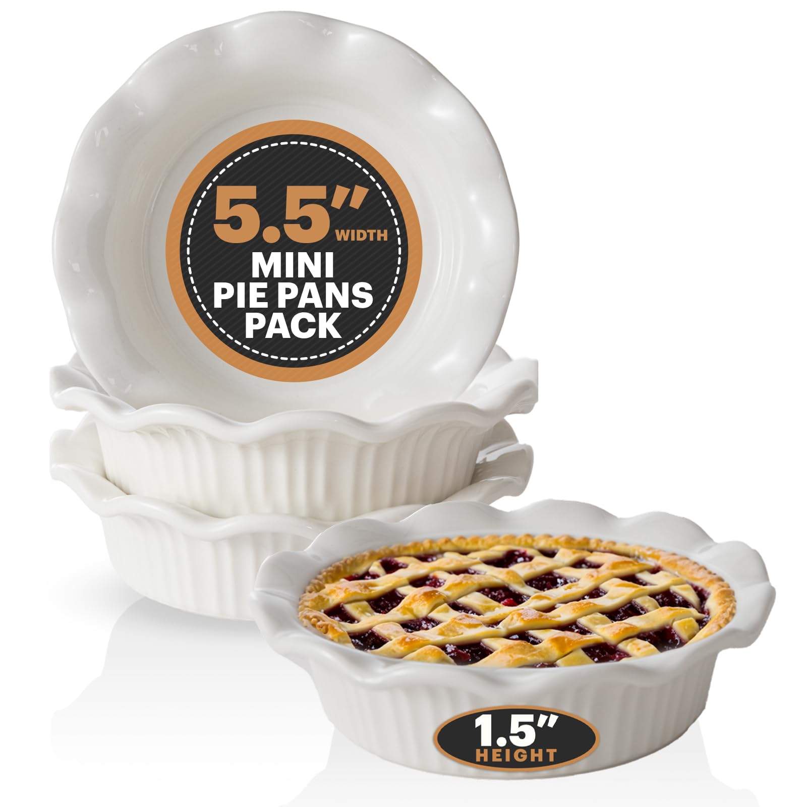 Aunt Shannon's Kitchen mini pie pan set of four for individual servings and portion control.