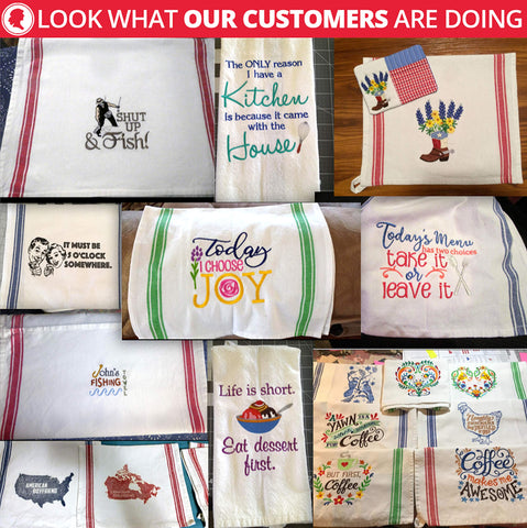 Aunti Em's Kitchen 100% natural cotton offers soft touch and absorbency.