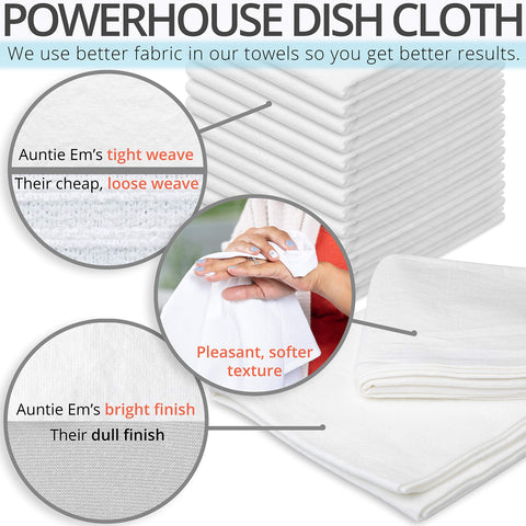 Aunti Em's Kitchen flour sack towel for glass drying delivers quick absorption without lint