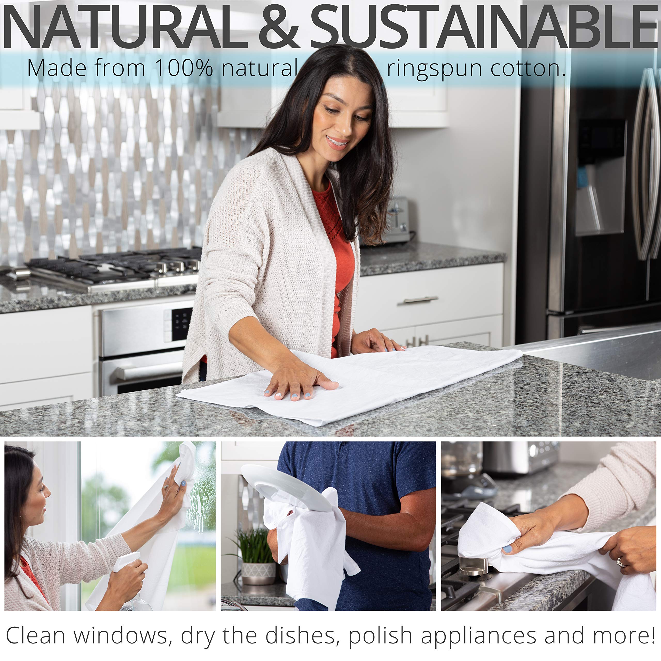 Aunti Em's Kitchen flour sack towel offers soft hand-drying after washing dishes