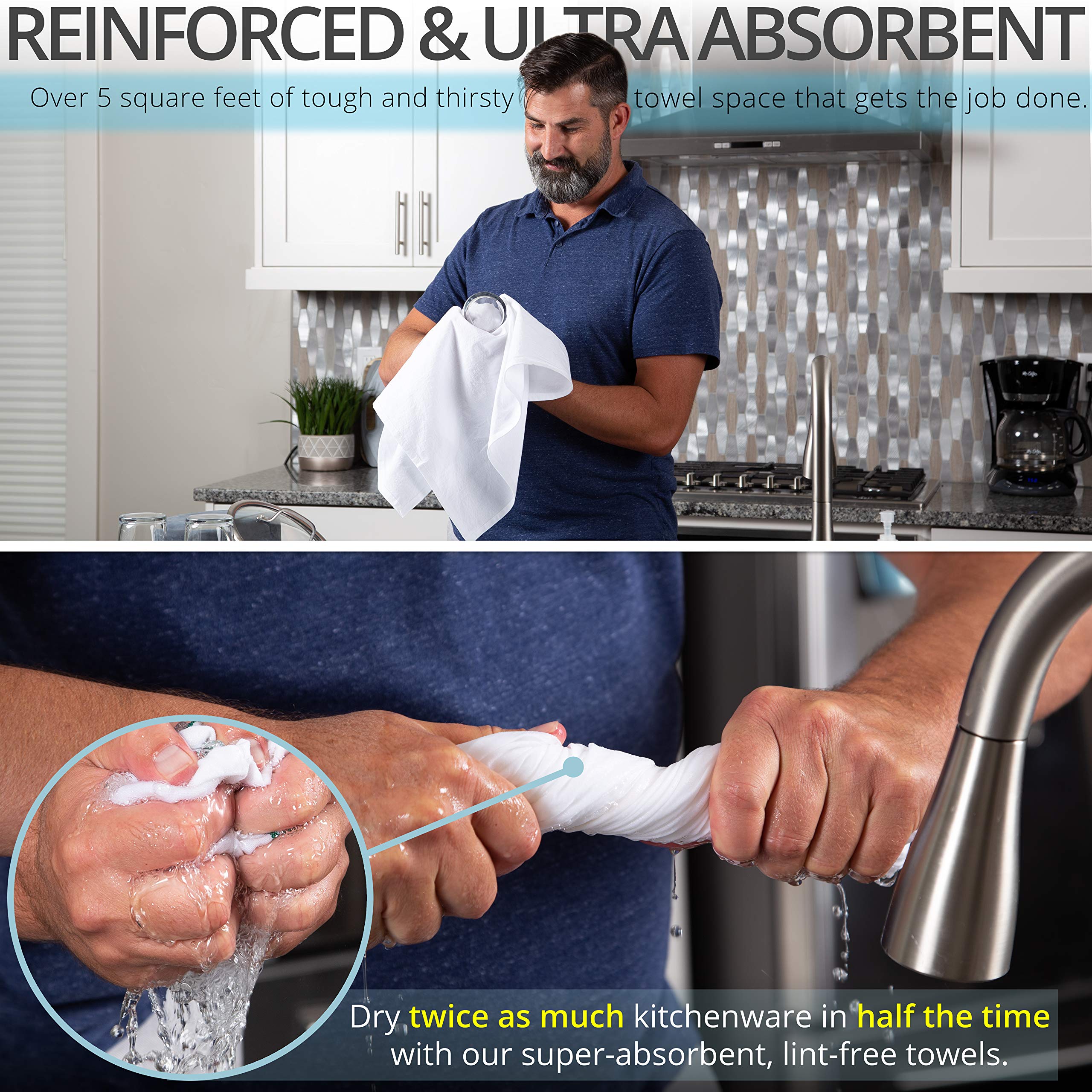 Aunti Em's Kitchen flour sack towel with reinforced edges resists fraying during use
