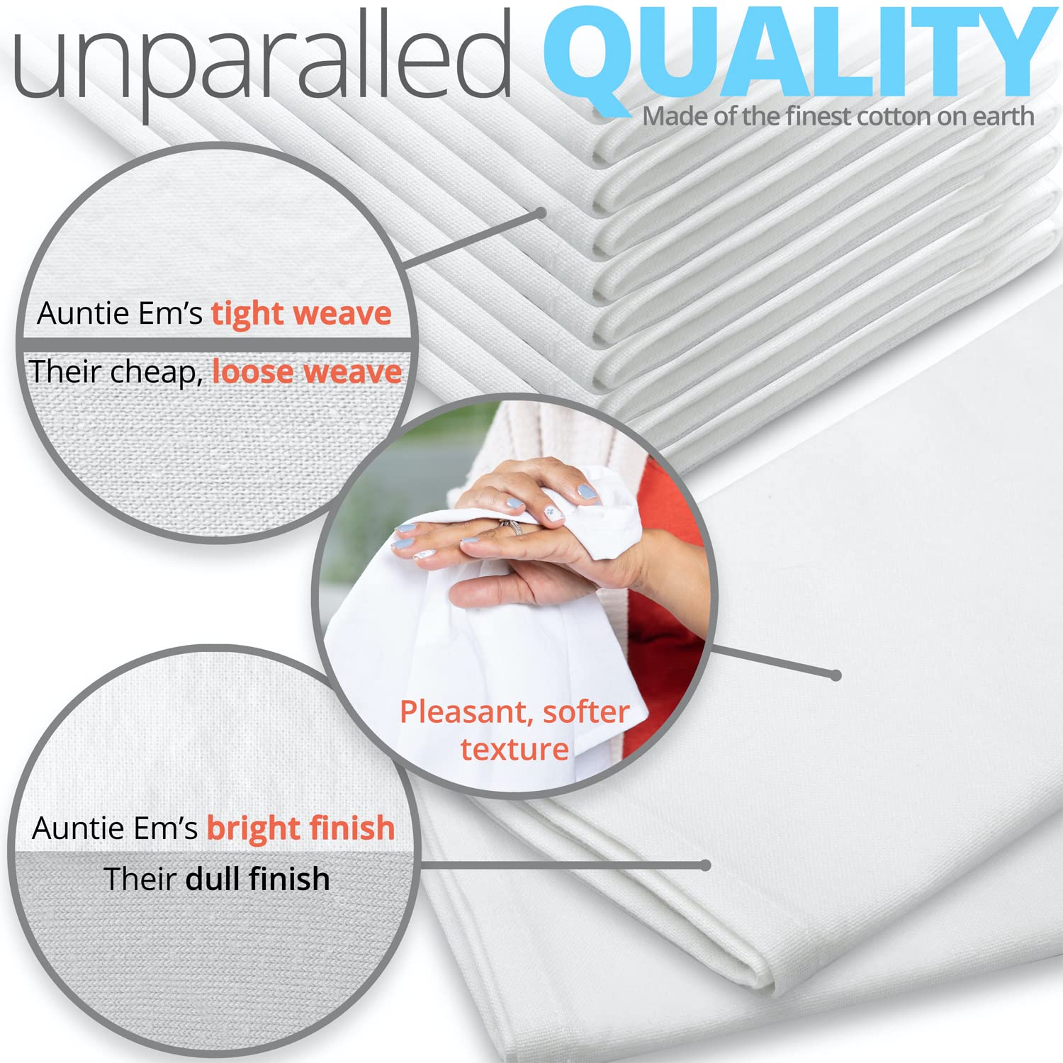Aunti Em's Kitchen oversized 20x20 napkins add elegant table presence to any meal.