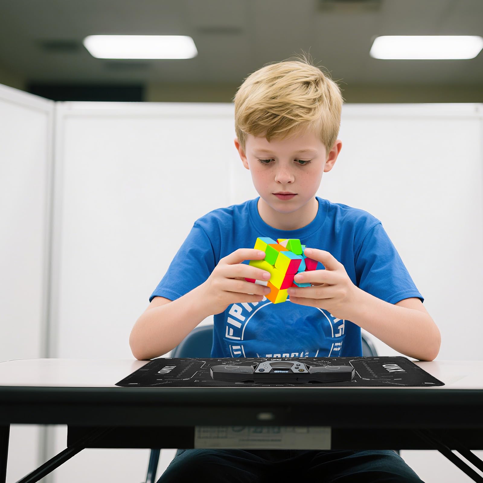 AuntyFey Speed Cube Timer battery compartment shows easy two-AAA setup for long sessions.
