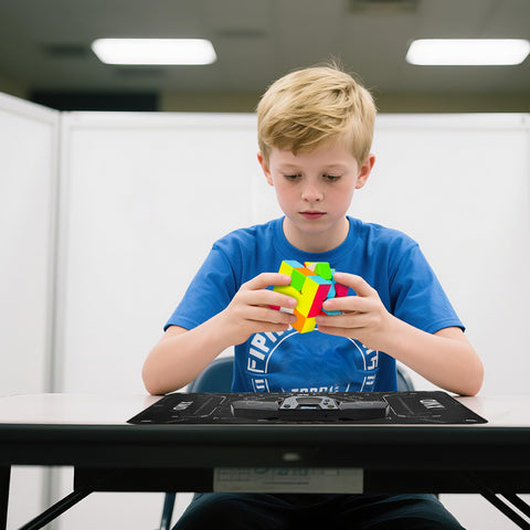 AuntyFey Speed Cube Timer battery compartment shows easy two-AAA setup for long sessions.