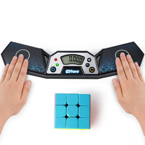 AuntyFey Speed Cube Timer front view shows compact, portable timing for practice.