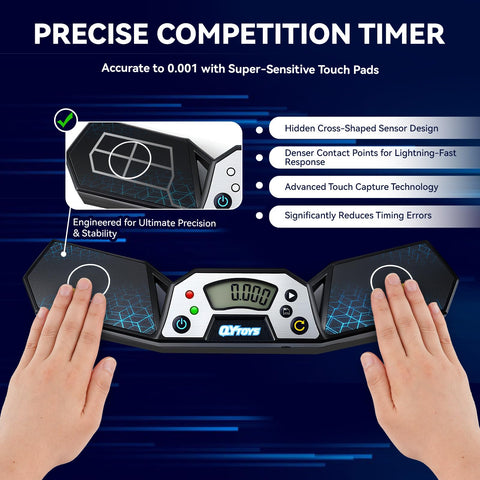 AuntyFey Speed Cube Timer top panel reveals quick-access timing control.