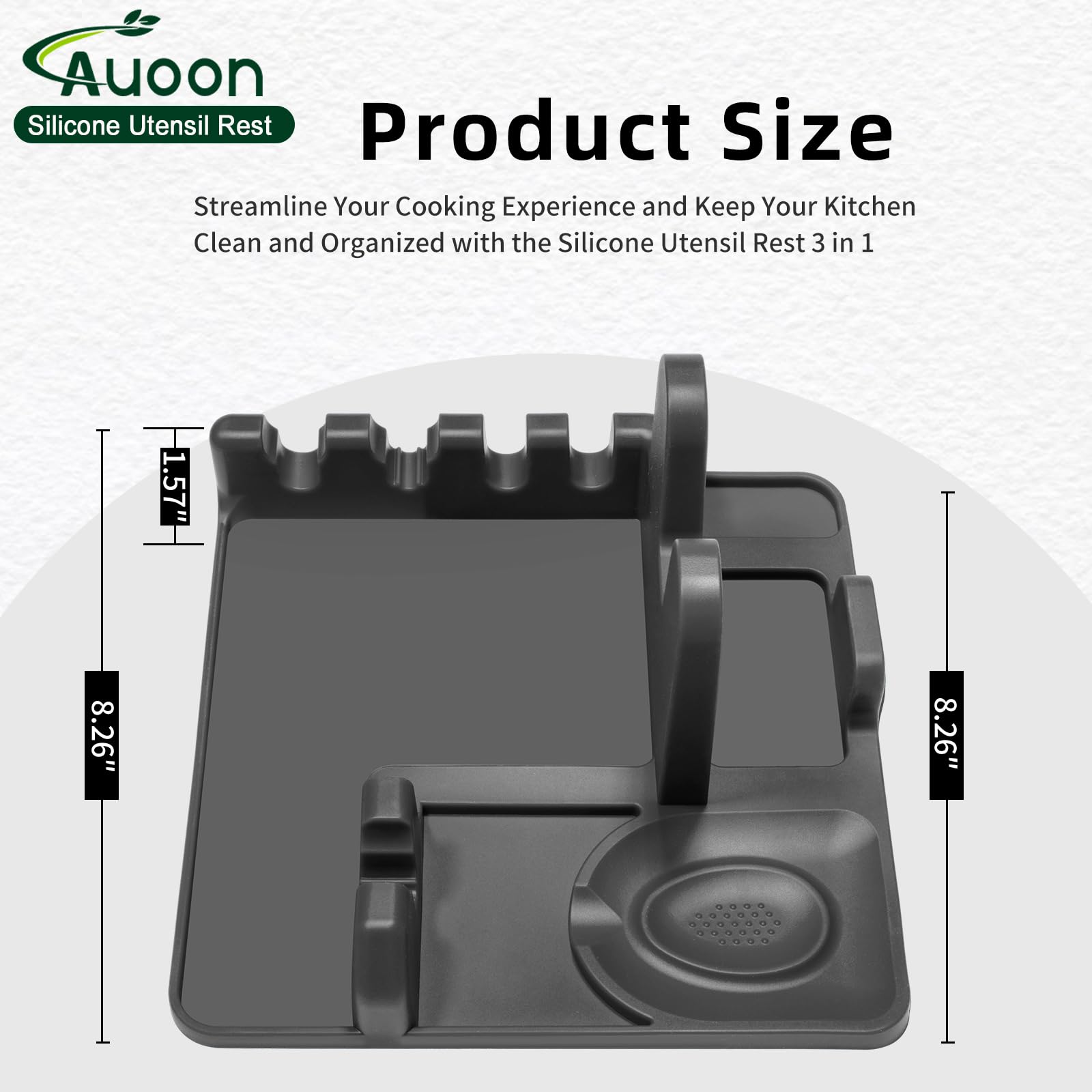 AUOON silicone utensil rest with large capacity for multiple tools