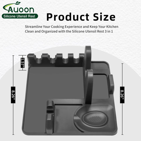 AUOON silicone utensil rest with large capacity for multiple tools