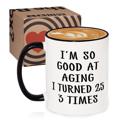 Aurahouse 75th birthday mug family gathering with smiles and jokes