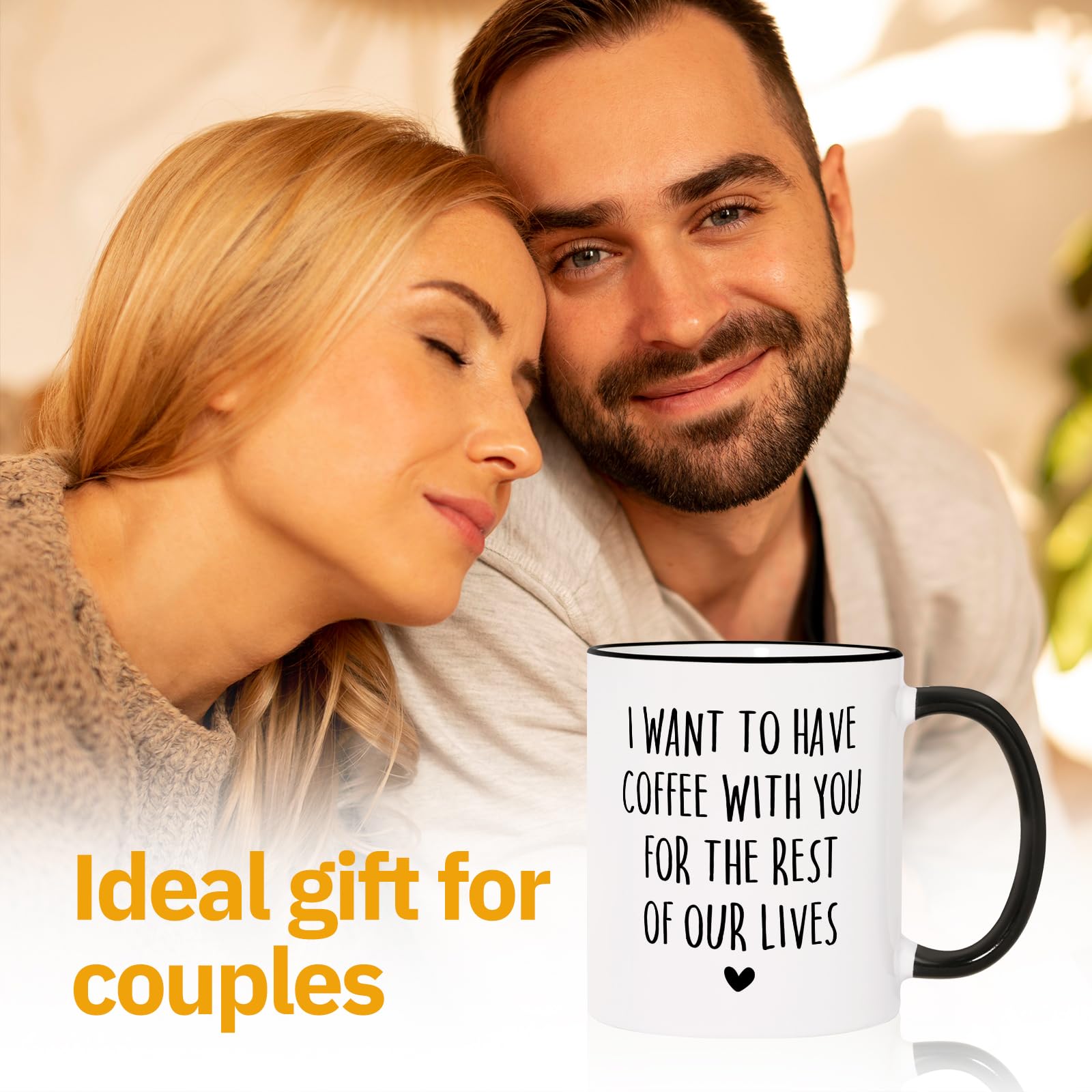 Aurahouse mug back print shows romantic message for shared mornings.
