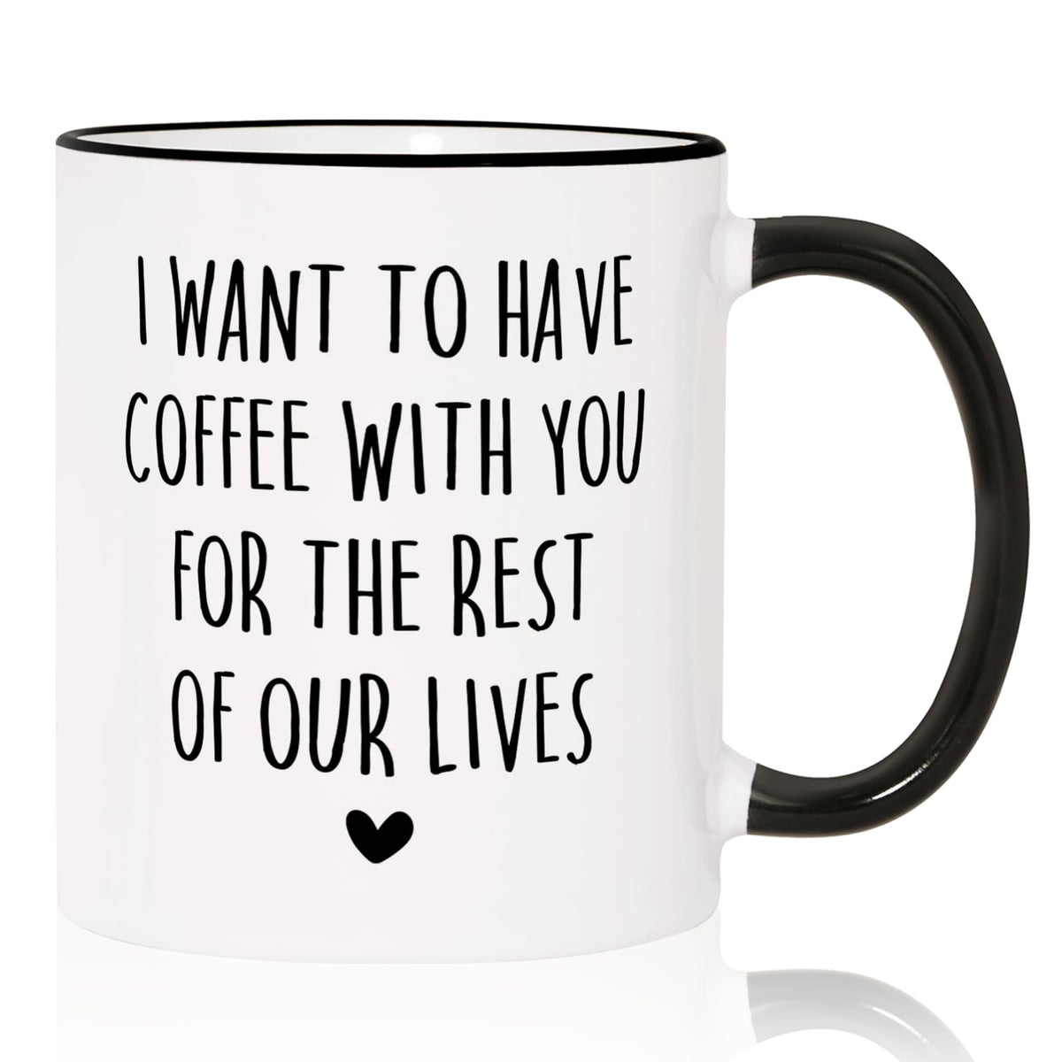 Aurahouse wedding anniversary mug front view with bold print for daily love reminders.