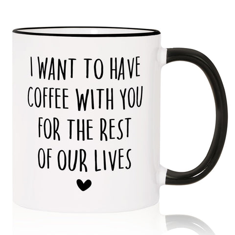 Aurahouse wedding anniversary mug front view with bold print for daily love reminders.