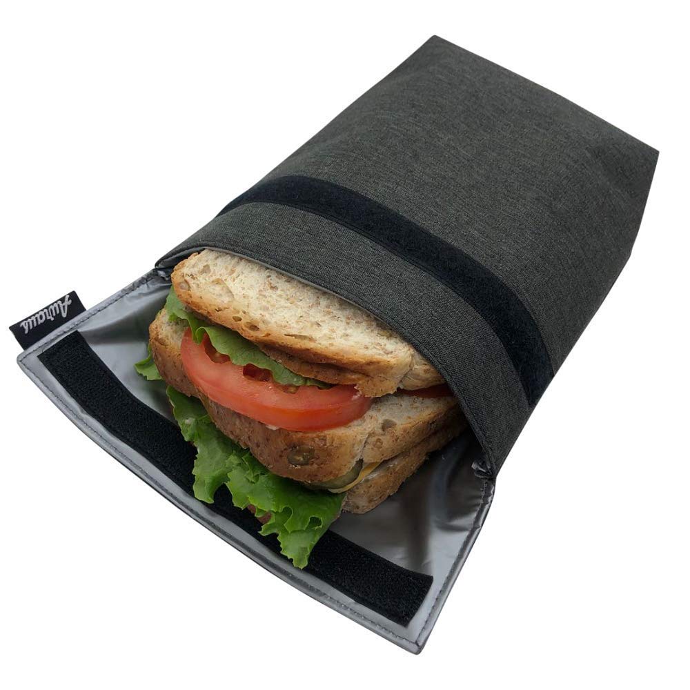 AURAUS insulated snack bag with closed lid helps keep snacks fresh on the go.