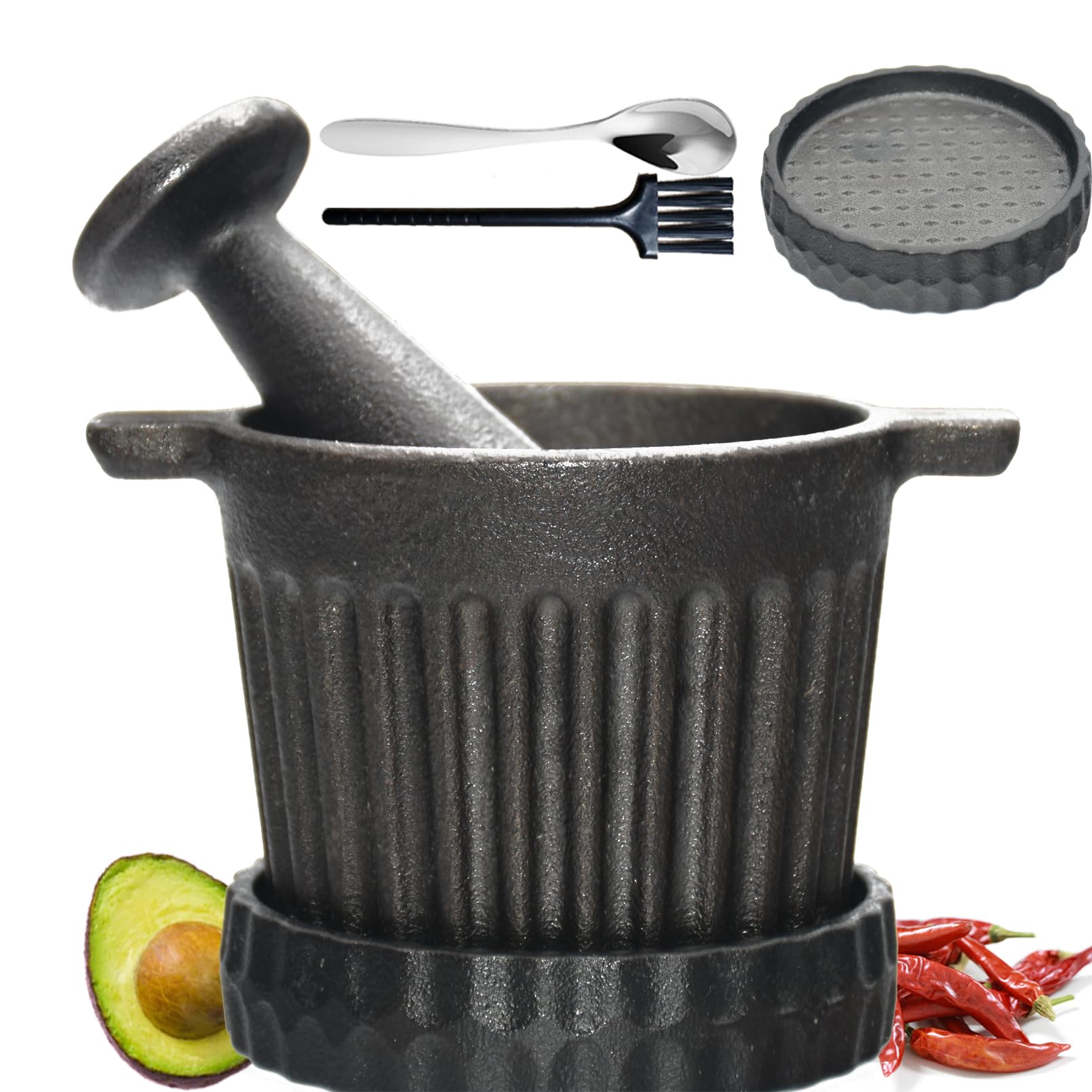 Aurionix cast-iron mortar and pestle set demonstrating durable grinding power for spices and herbs.