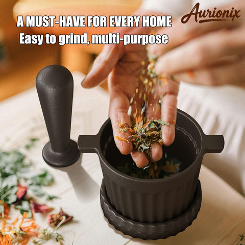 Aurionix removable serving tray base providing a stable non-slip grinding surface.