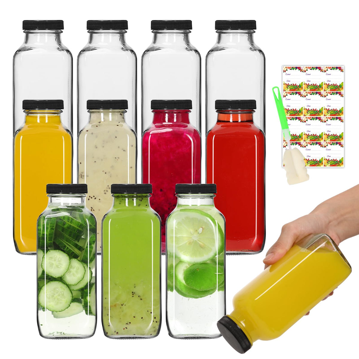 AuroTrends 12 oz glass bottle with lid for on-the-go drinks