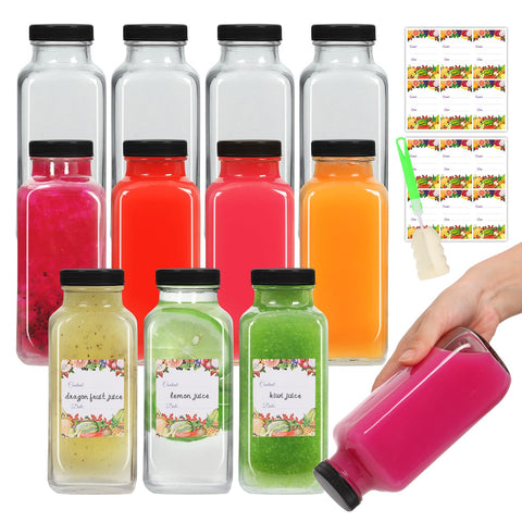AuroTrends 16 oz glass bottle with lid, ideal for on-the-go drinks.