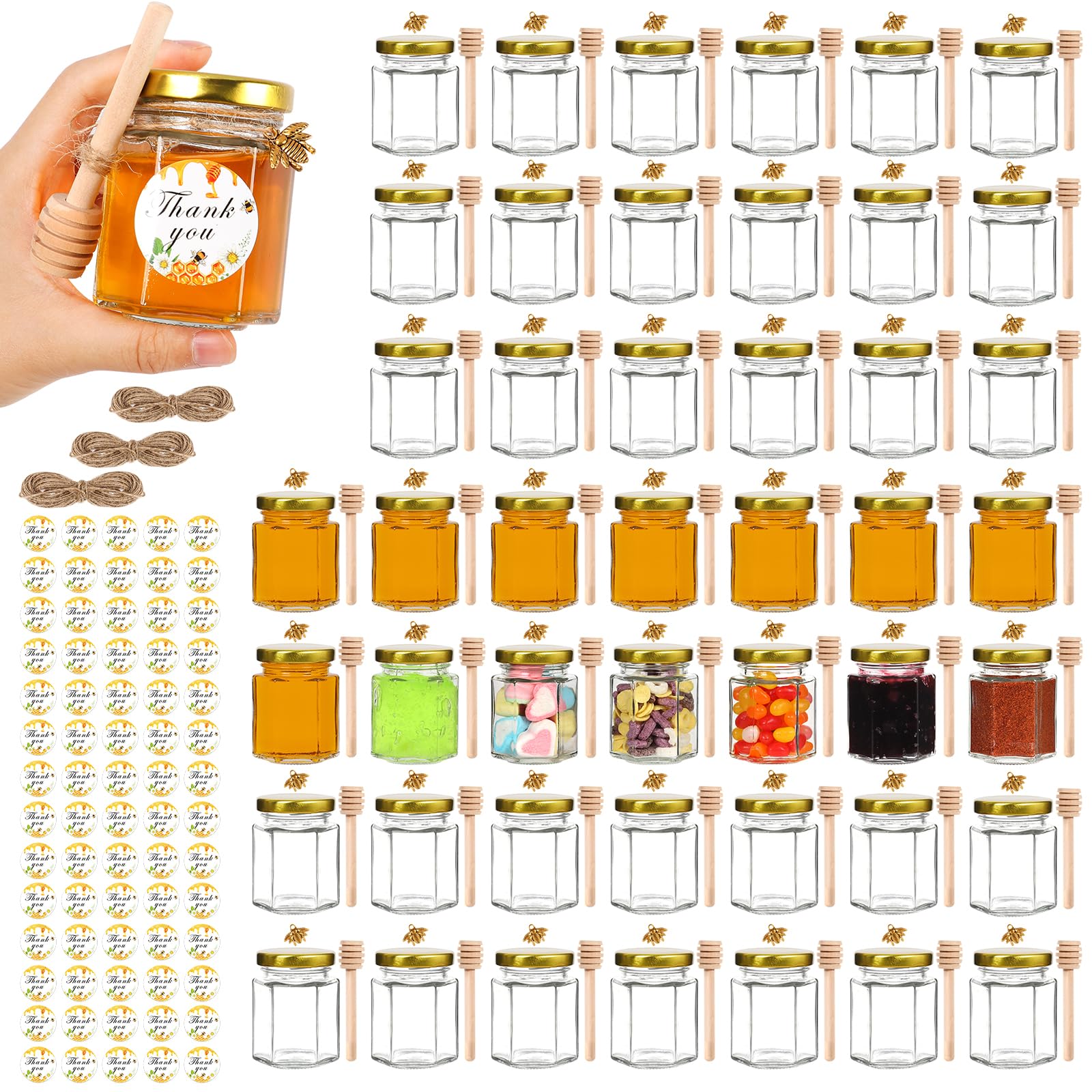 AuroTrends 3oz honey jar with dipper for elegant wedding favors and gifts