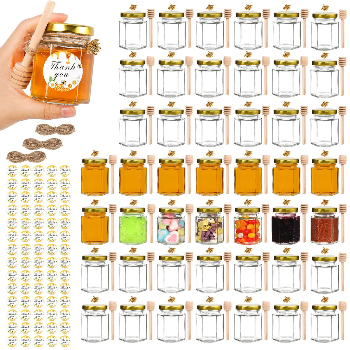 AuroTrends 3oz honey jar with dipper for elegant wedding favors and gifts