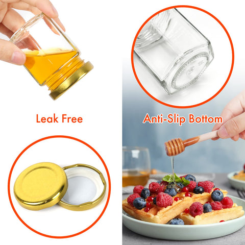 AuroTrends mini glass jar with gold lid shows contents clearly, ideal for favors.