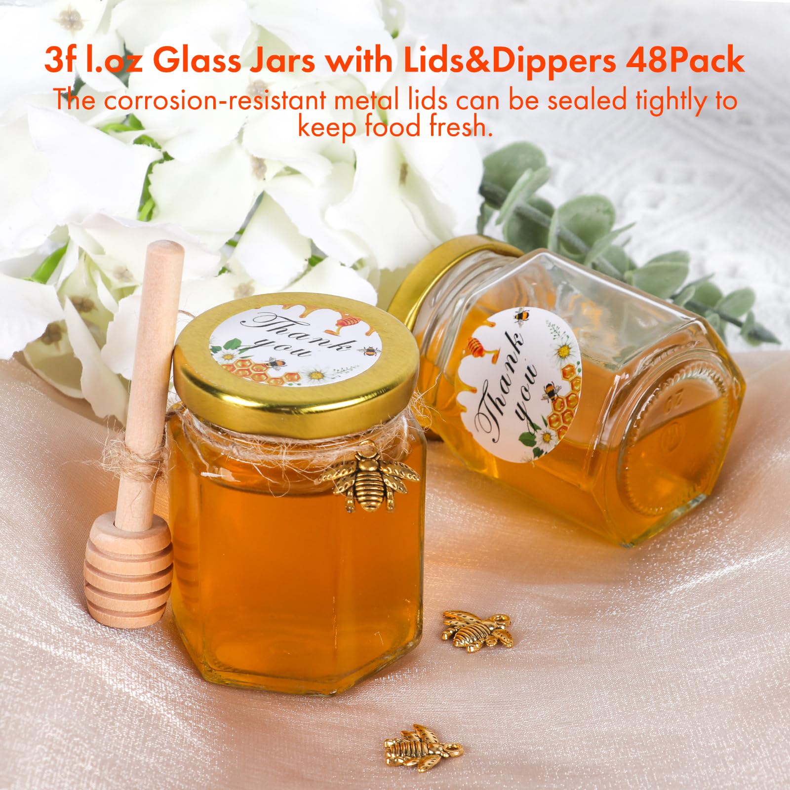 AuroTrends honey jars on wedding reception table display