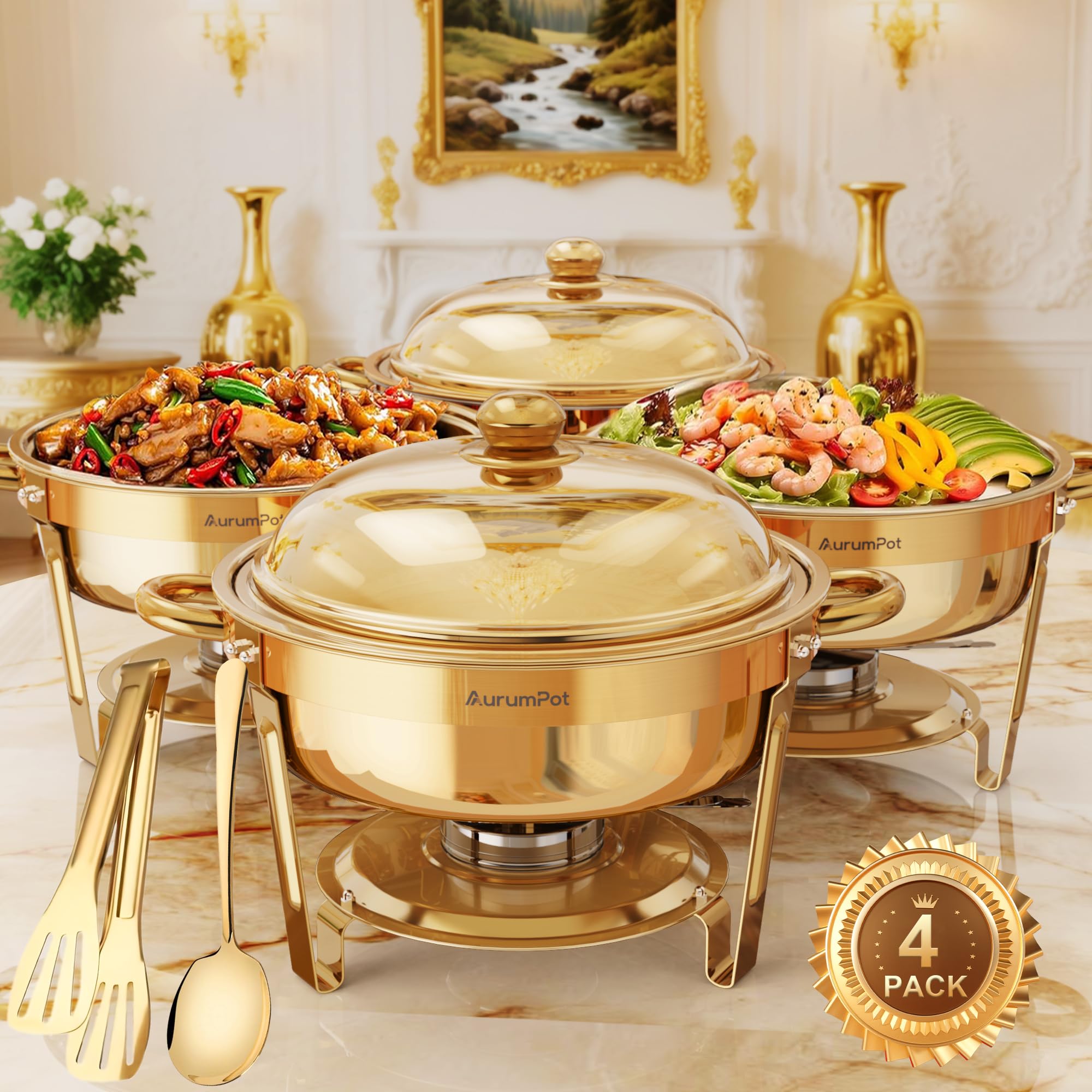 AurumPot 6QT capacity serves generous portions for gatherings.