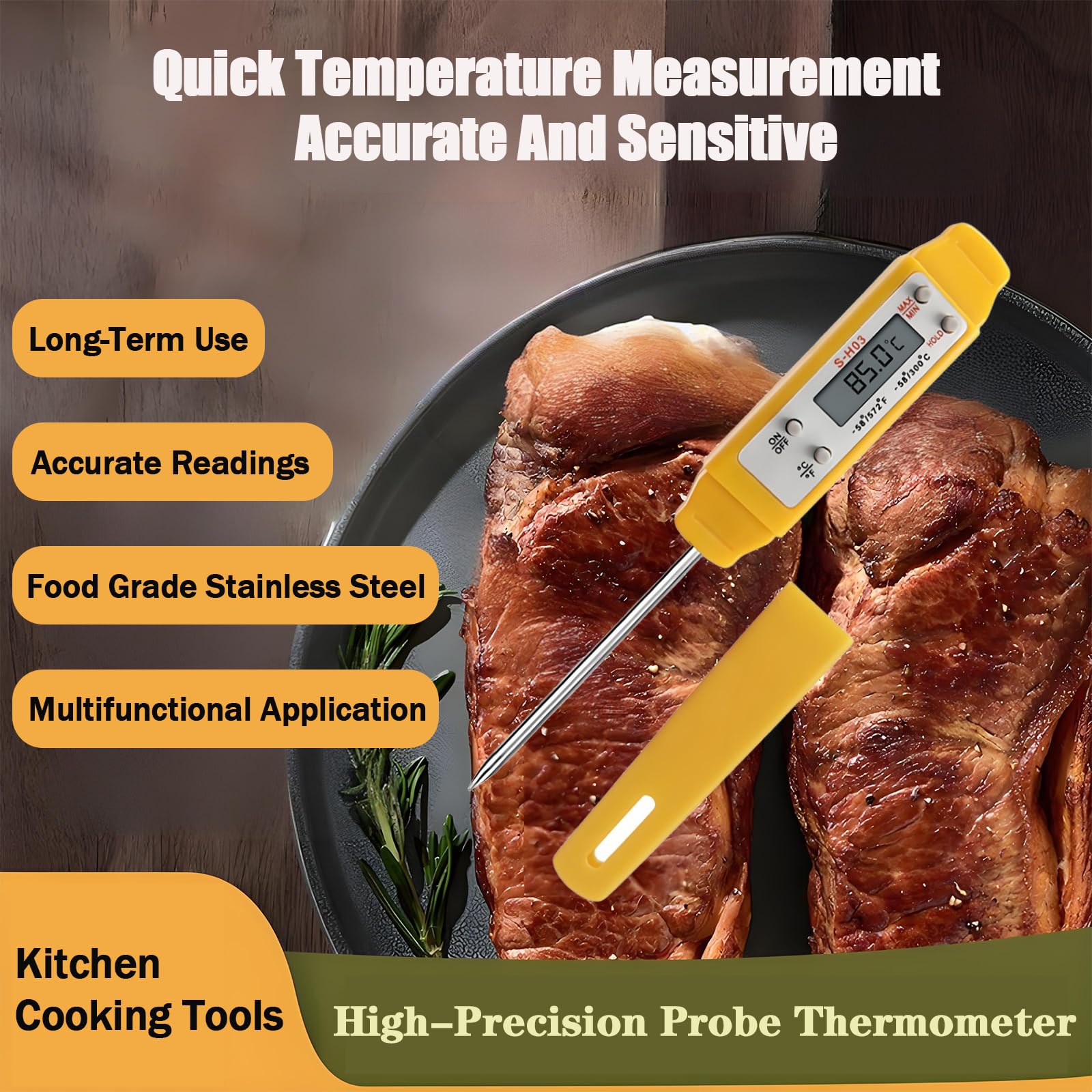 Ausenzup meat thermometer probe in food for accurate internal temperature
