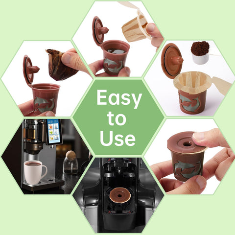 Aussen filters compatible with reusable pods support quick, eco-friendly coffee prep.