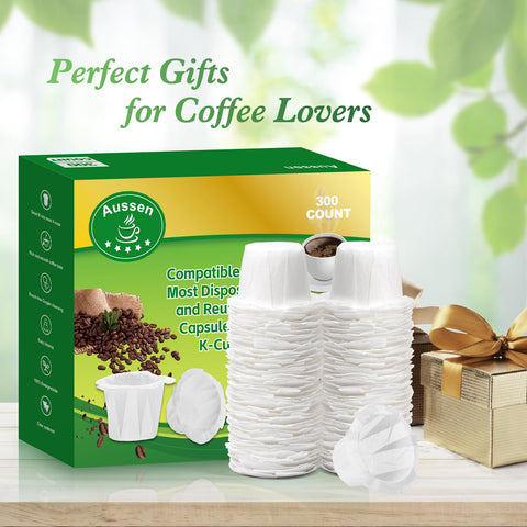 Aussen disposable filter shown for easy cleanup after coffee or tea.