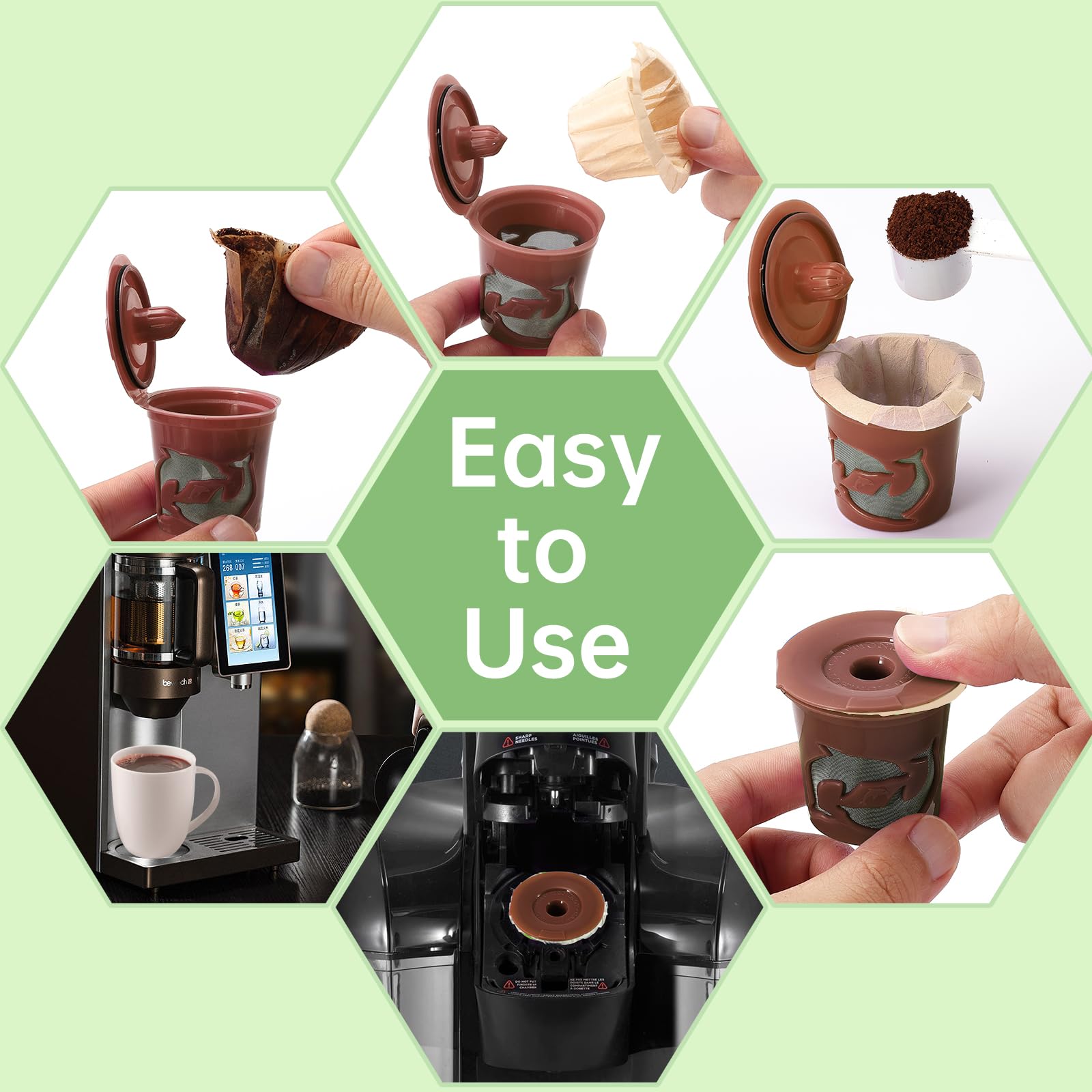 Aussen filter inserted into Keurig cup for mess-free brewing