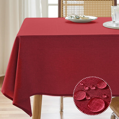 AUSSPVOCT textured tablecloth on rectangle table with durable, soft finish for family meals.