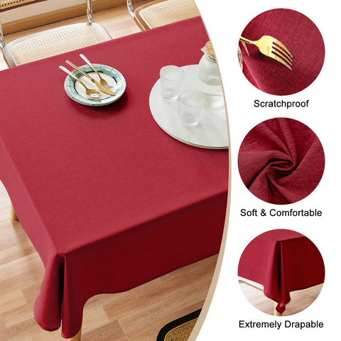 AUSSPVOCT waterproof tablecloth protects spills on a rectangle table during gatherings.