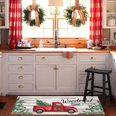 AUSTAB rug with low-profile edges sits flush under cabinets