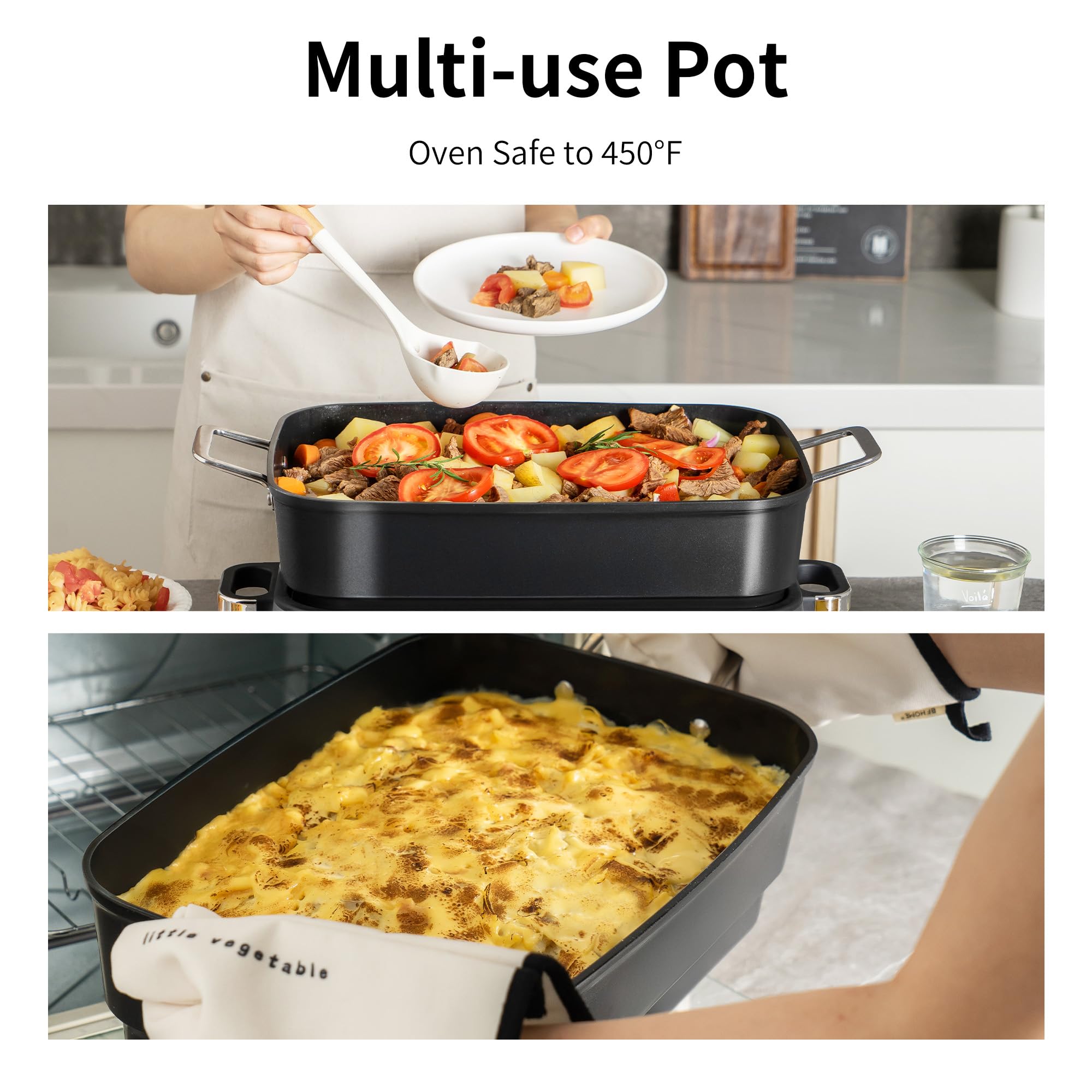 AUTUCU Slow Cooker 10-Quart ready-to-table use with heatproof handles