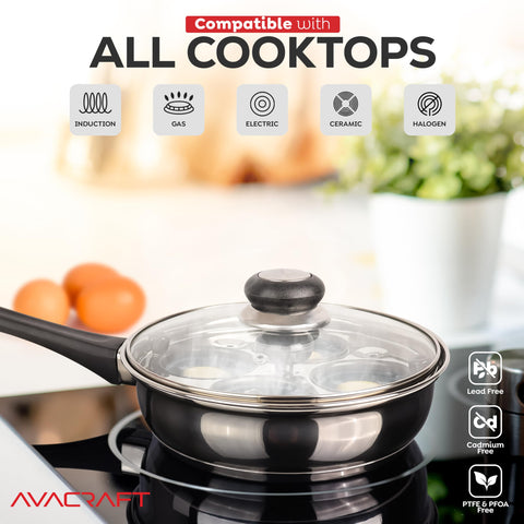 AVACRAFT 3-ply bottom provides fast, even heating for consistent poached eggs.