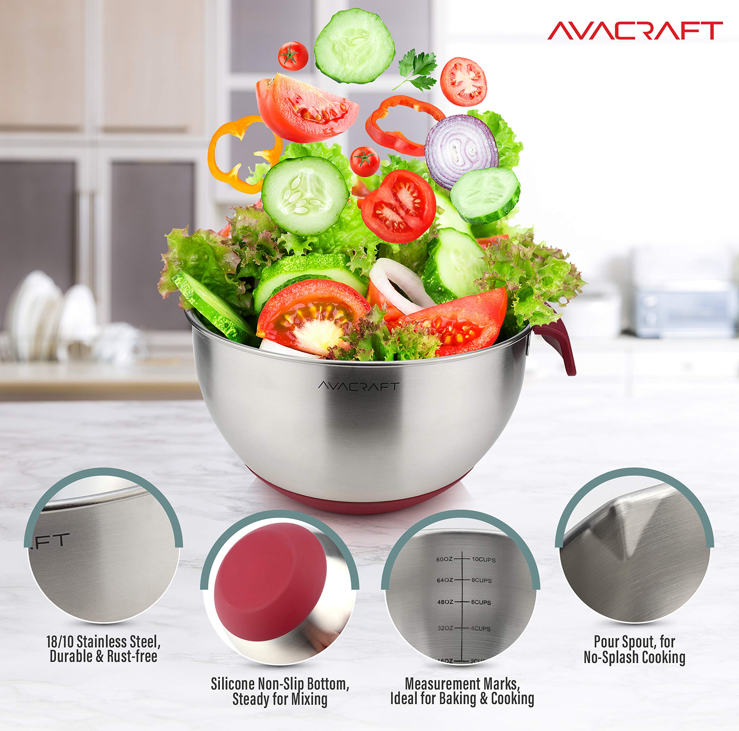 AVACRAFT bowls show inside measurement marks for precise portions.
