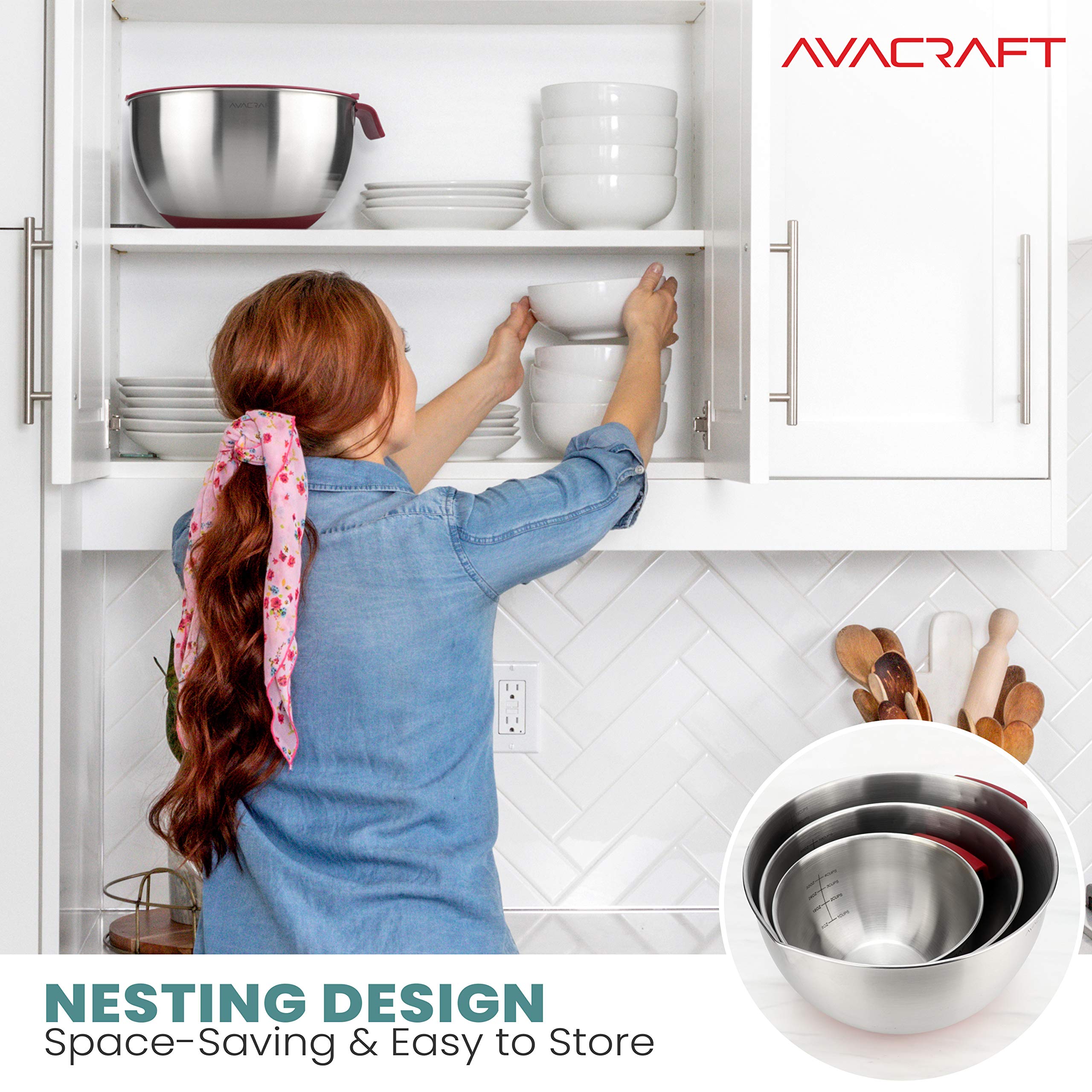 AVACRAFT bowls with pour spouts for clean transfers.
