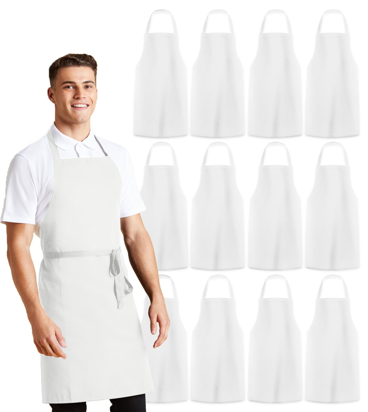 Avalon Kitchen white apron for women protects clothing during cooking and crafting.