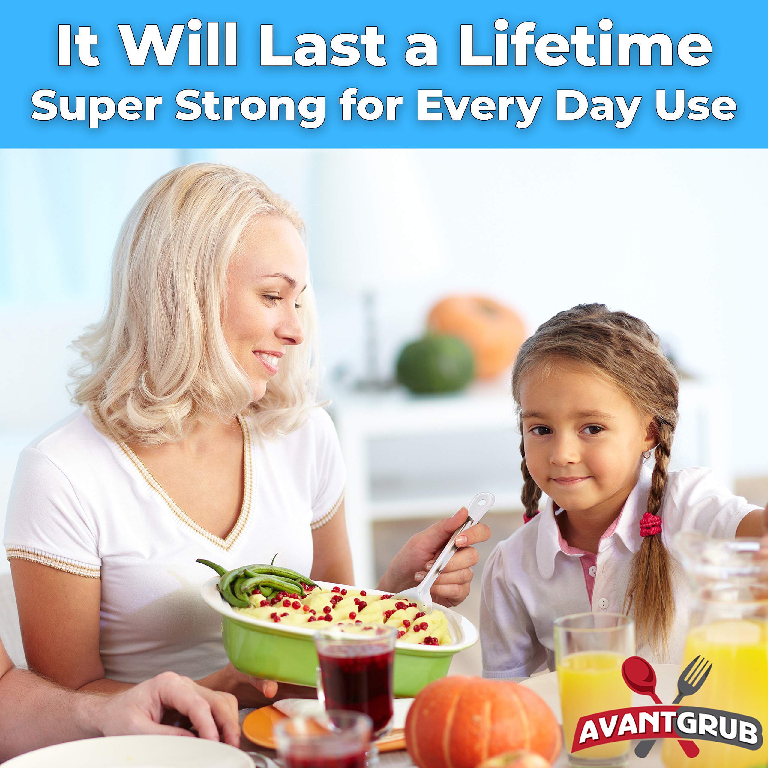 Avant Grub serving spoon with deep bowl for easy scooping and portion control.
