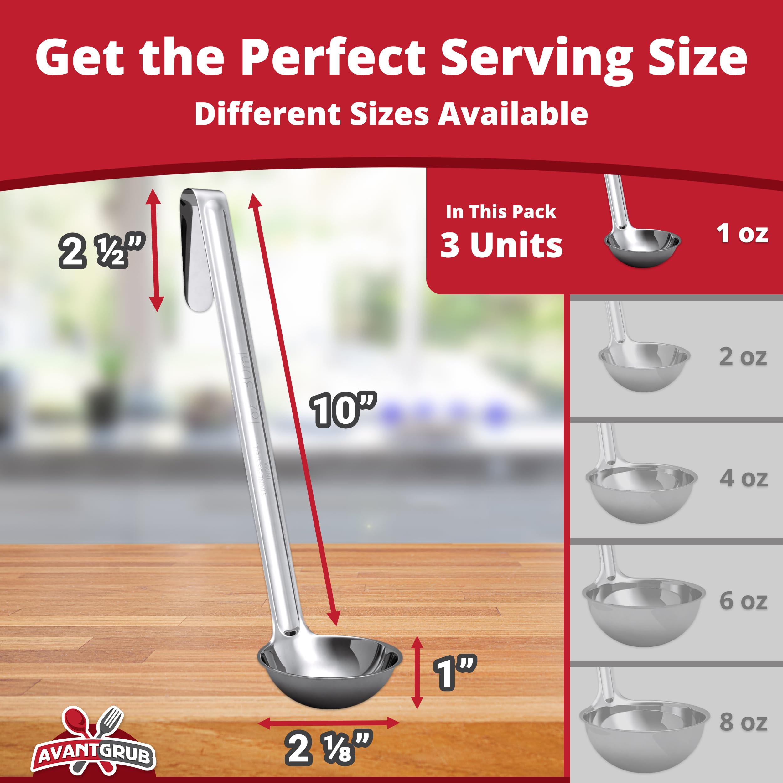 Avant Grub long-handle ladle reaches deep pots with ease