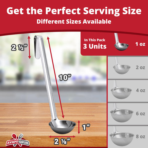 Avant Grub long-handle ladle reaches deep pots with ease