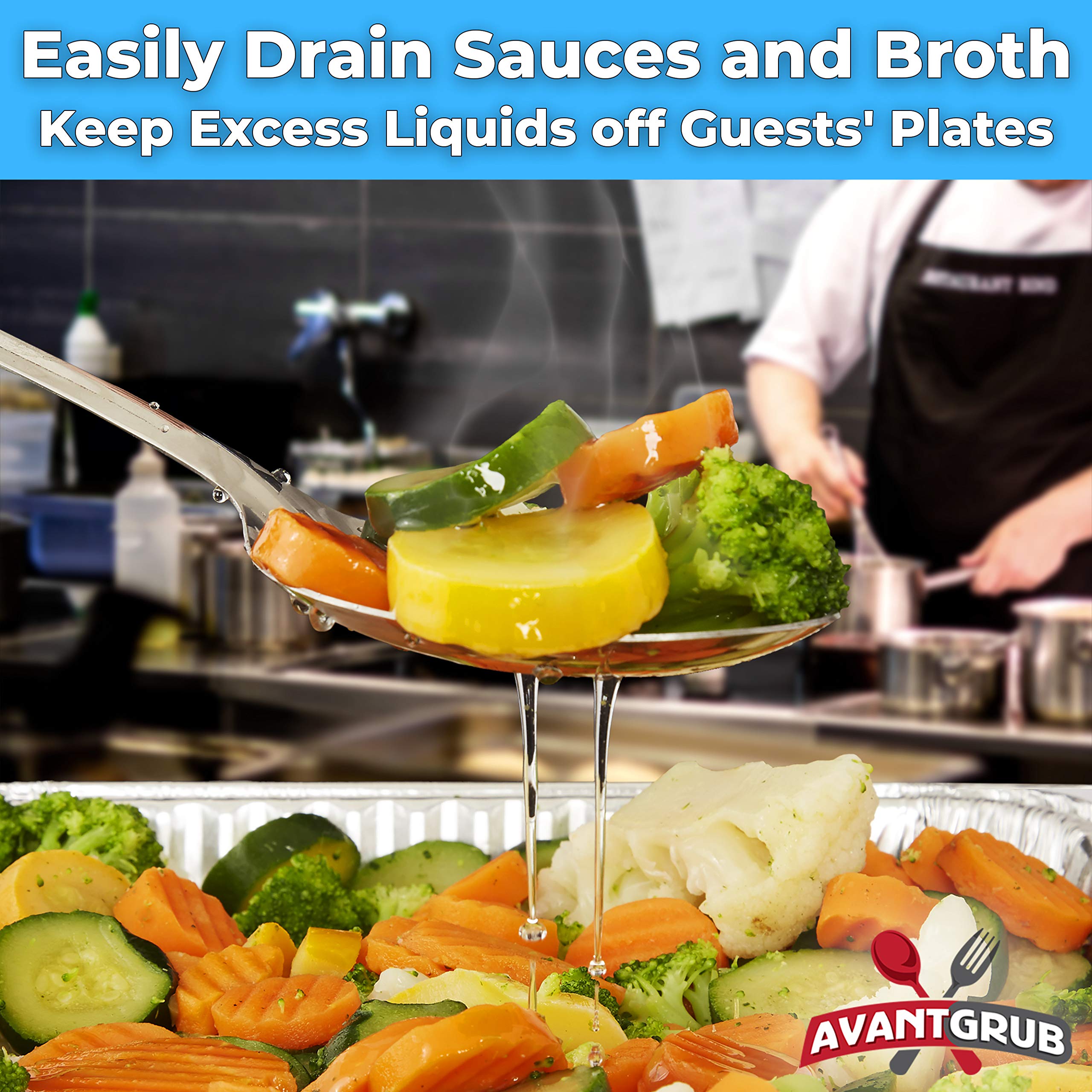 Avant Grub silver-mirror finish spoon resists scratches and rust.