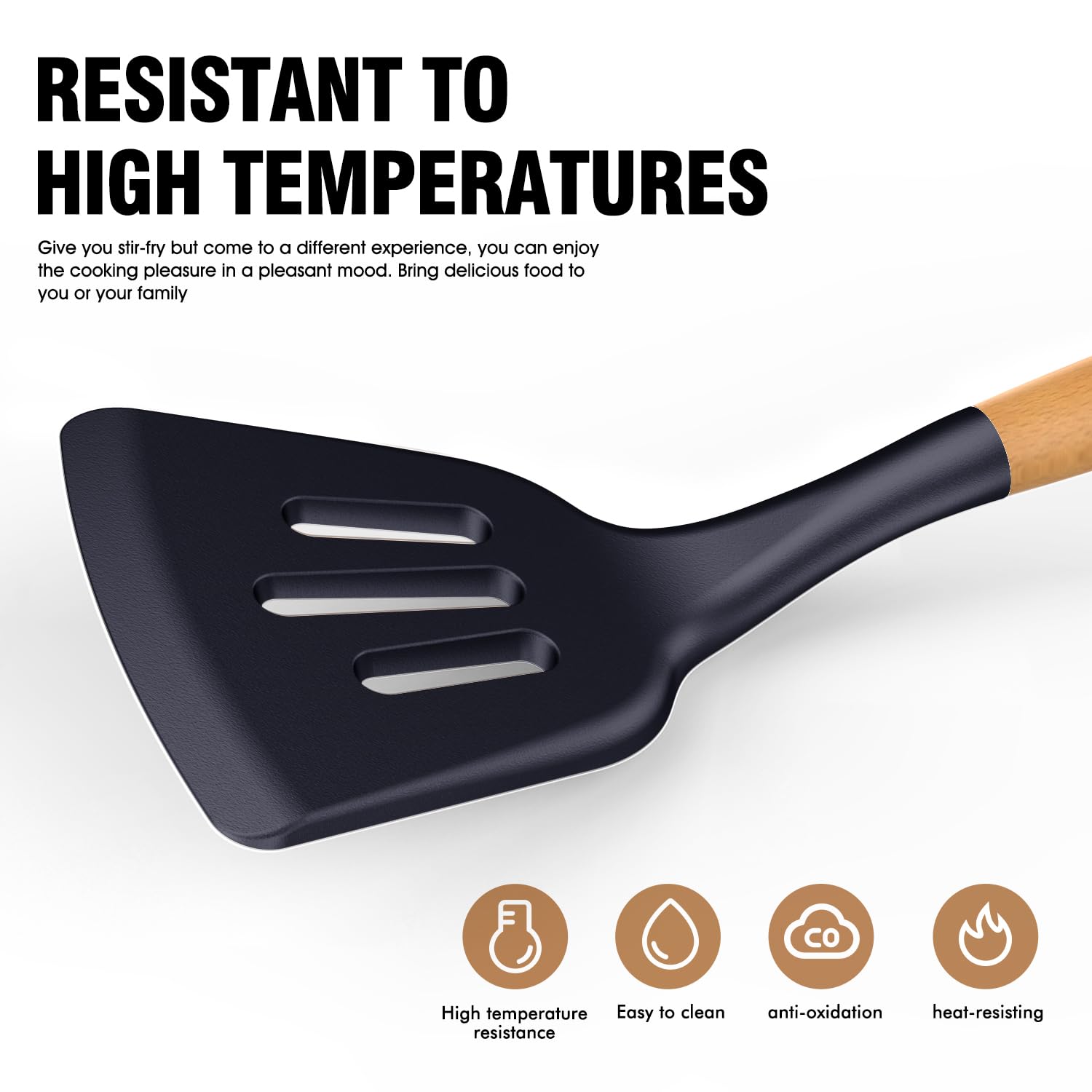 AVGPD heat resistant silicone utensils withstands up to 446°F for high-heat cooking