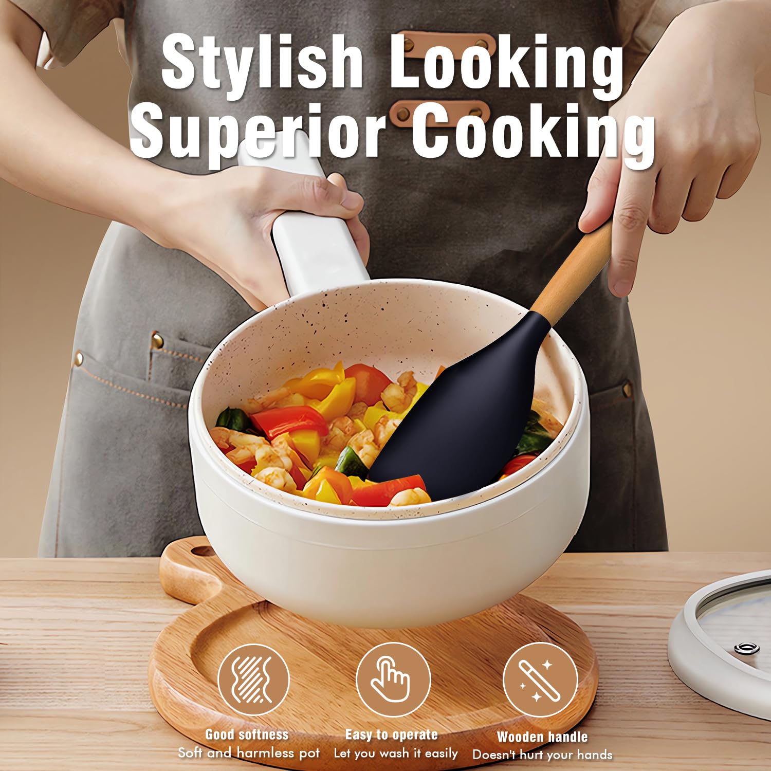 AVGPD non-stick friendly silicone utensils protect cookware and prevent scratches
