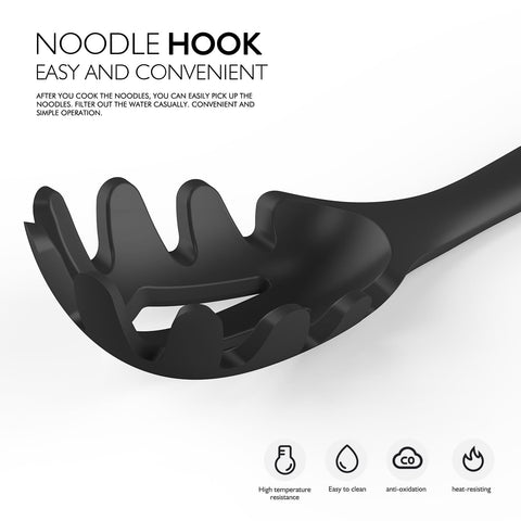 AVGPD silicone serving spoon with wooden handle for easy serving.