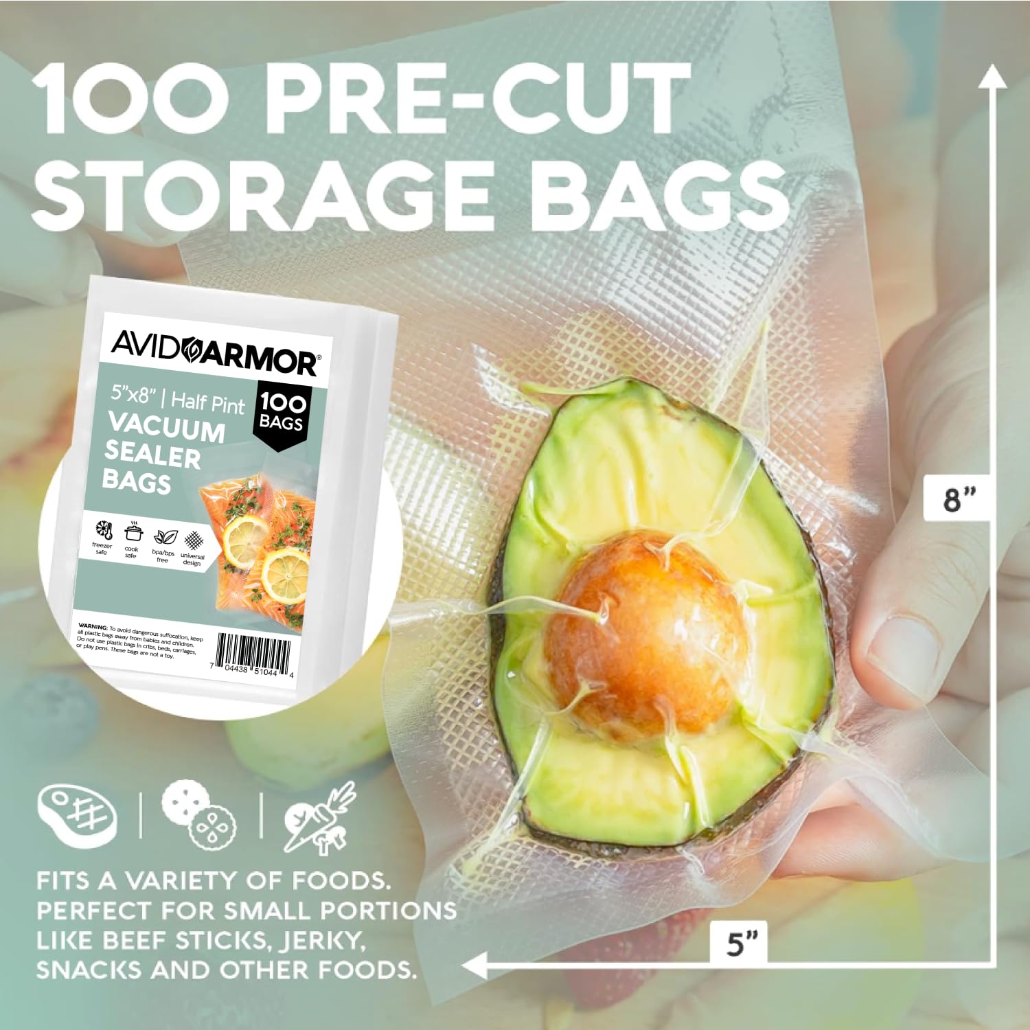 Avid Armor 100-pack vacuum bags ideal for daily kitchen use