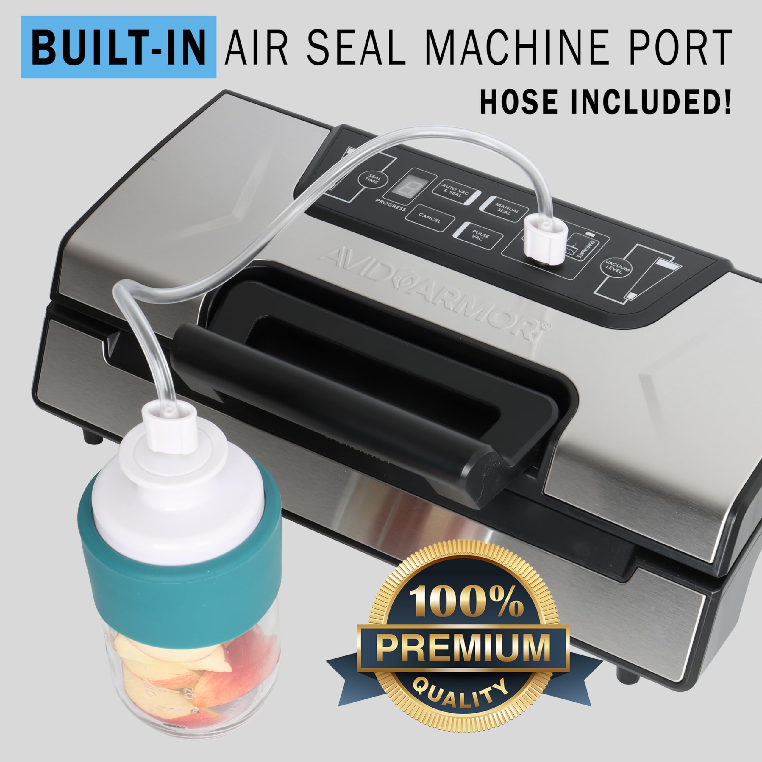 Avid Armor AVS2400 built-in cutter demonstrates precise bag sizing.