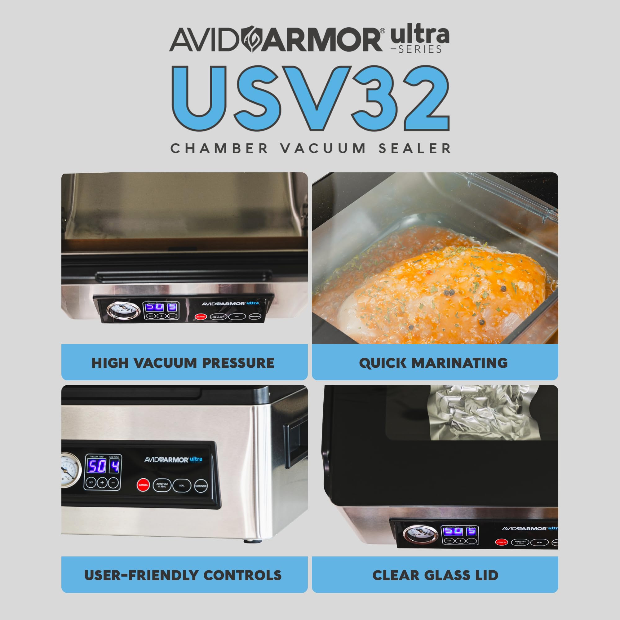 Avid Armor USV32 with one-touch controls enables precise sealing with minimal effort.