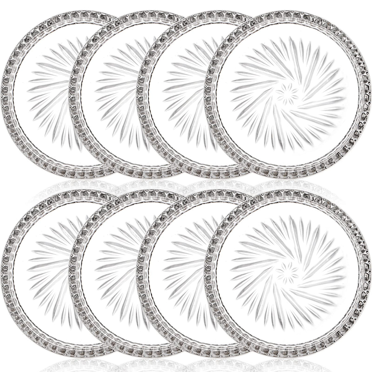 AVLA crystal coaster with raised edge keeps surfaces dry.