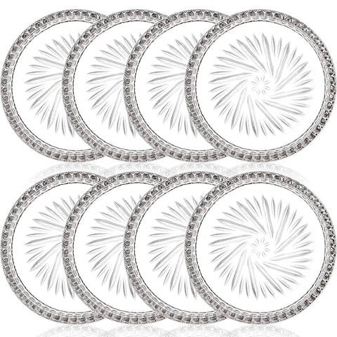 AVLA crystal coaster with raised edge keeps surfaces dry.